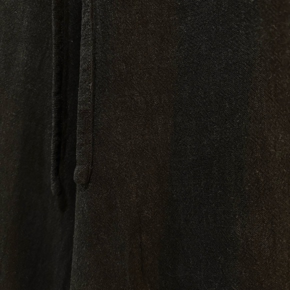 Women's Black Linen Blend Wide Leg Drawstring Pants - Picture 4 of 4